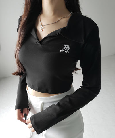 M LOGO スキッパーショートTシャツ / M LOGO skipper neck short T-shirt