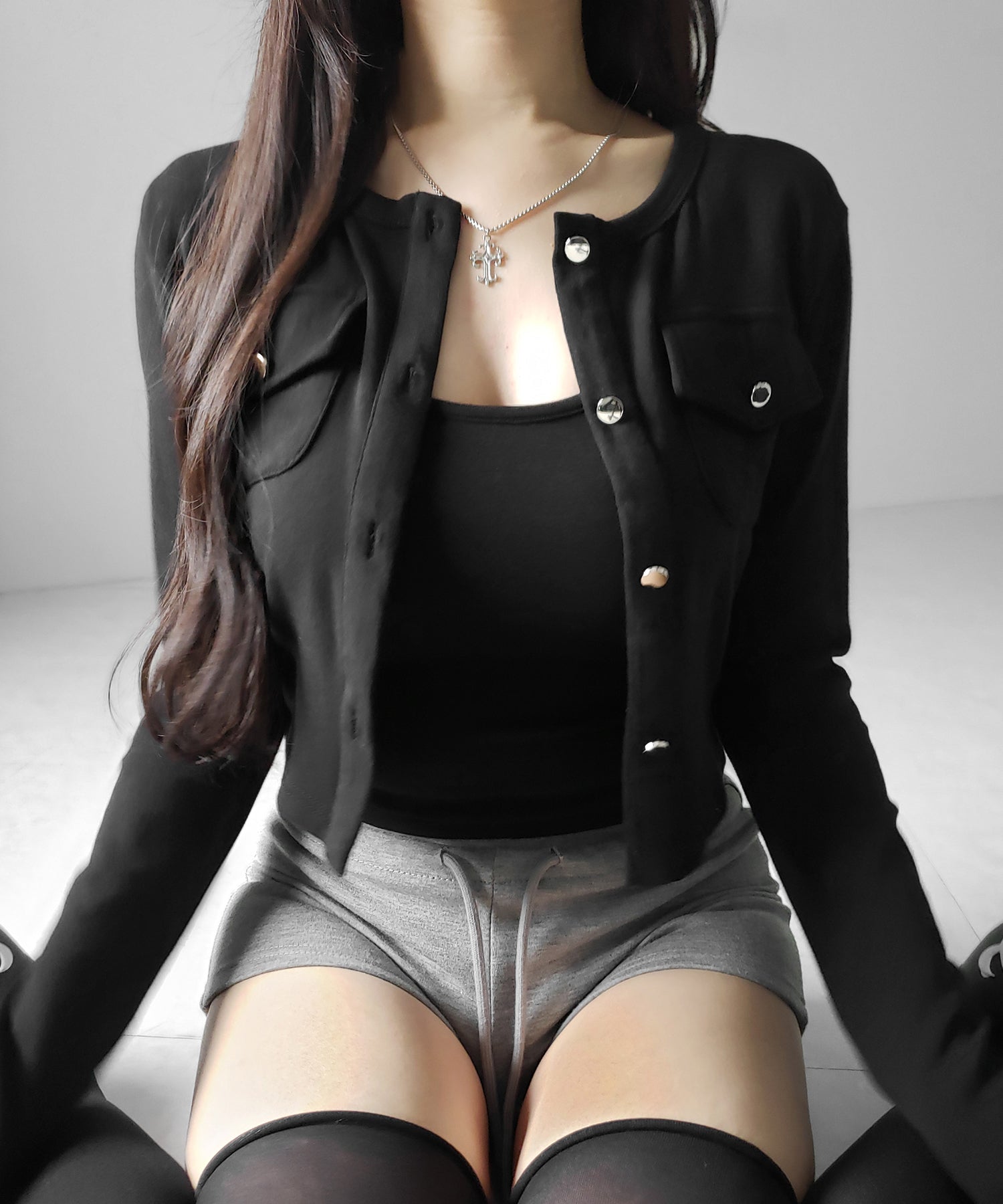 【 2点セット 】アウトポケットカーディガン + キャミソールセット / ( 2piece set ) out pocket cardigan + camisole SET