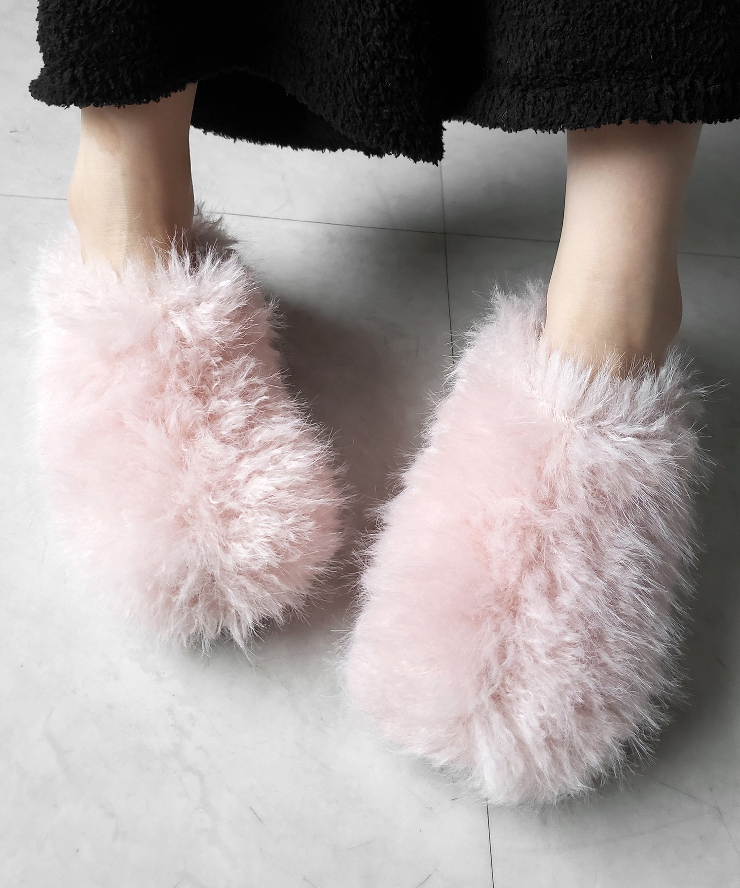 クリンクルフェイクファールームシューズ / crinkle fake fur room shoes