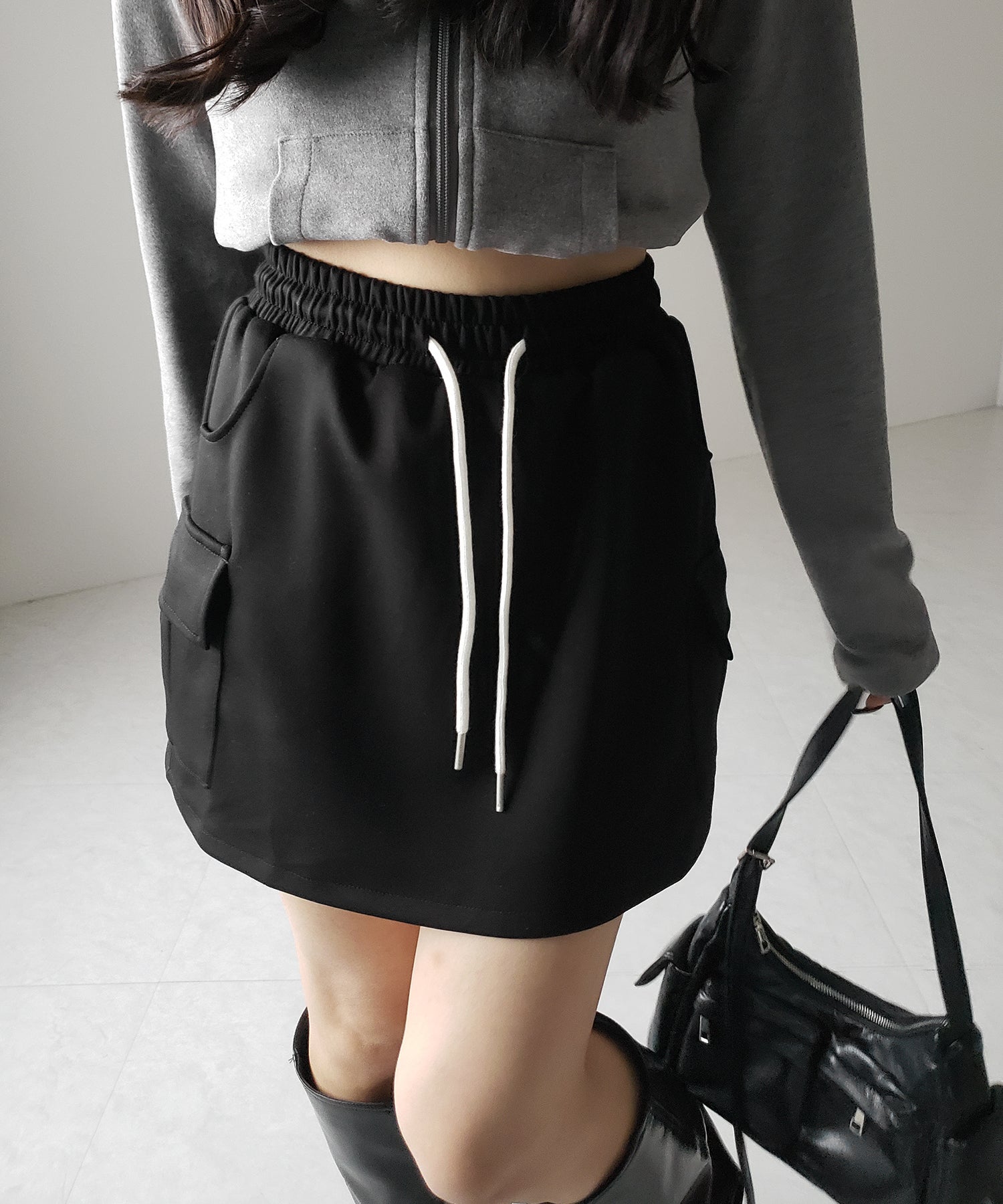 【 インナーパンツ裏地付 】ハイウエストスウェットミニスカート / high waist sweat mini skirt