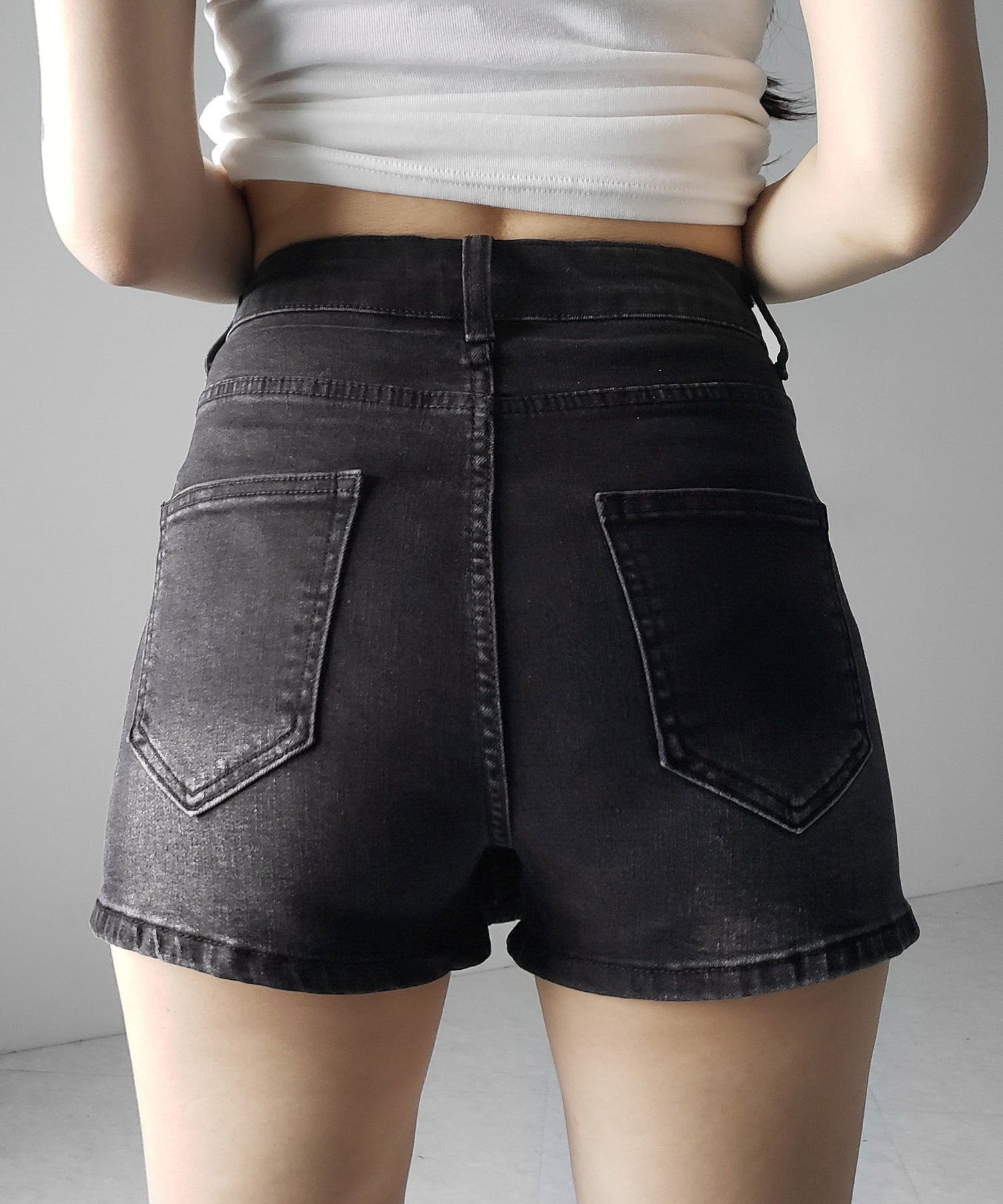 ミニスリットストレッチレイヤードデニムミニスカパン / mini slit stretch layered denim mini skirt pants