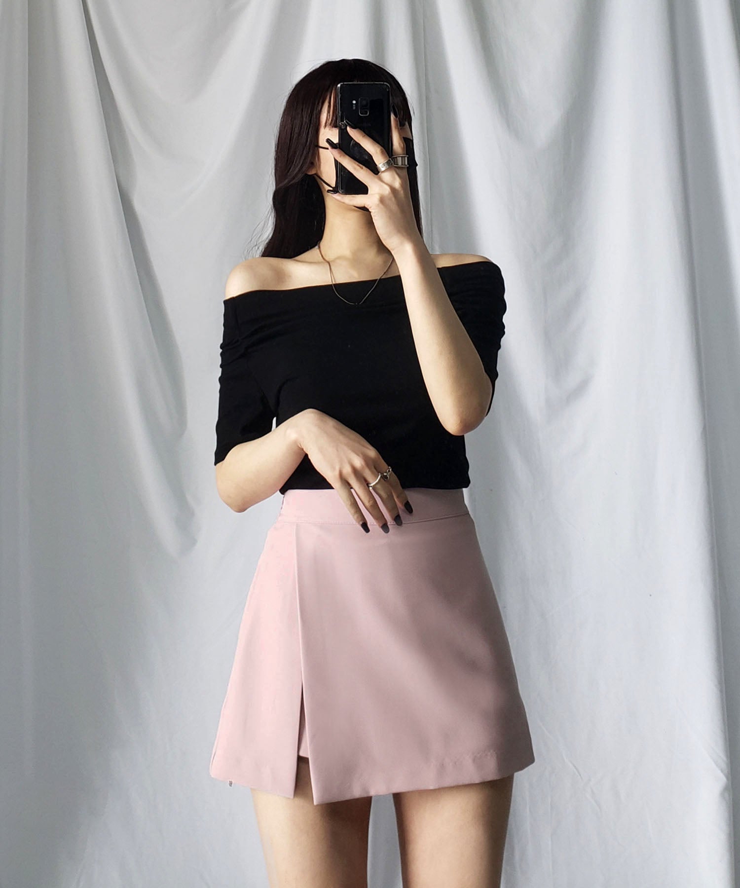 ハイウエストレイヤードミニスカパン【 韓国製 】