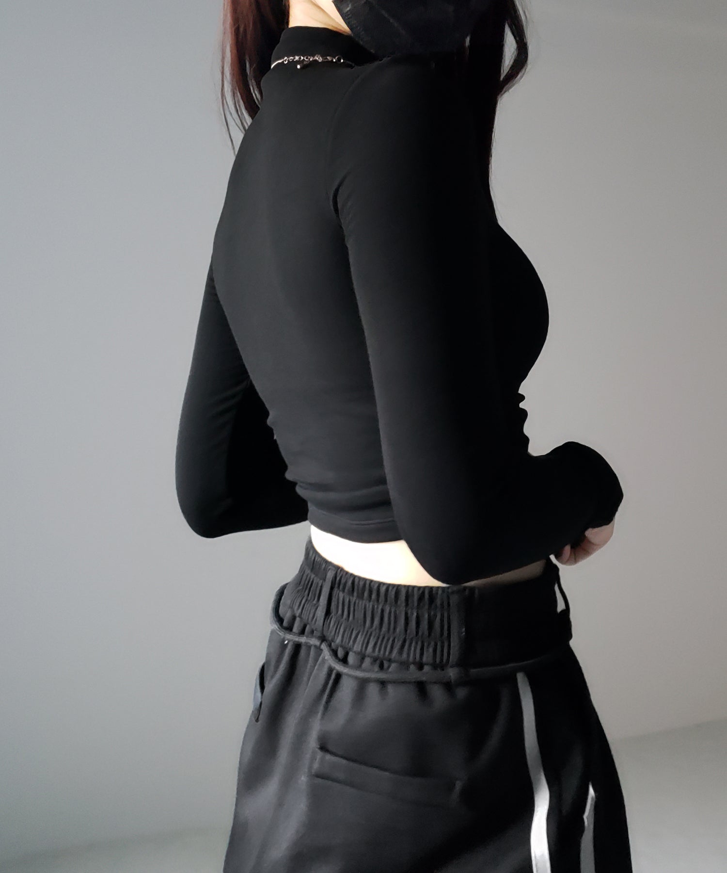 【 カップ付き / 裏起毛 】プチハイネックシャーリングショートカットソートップス