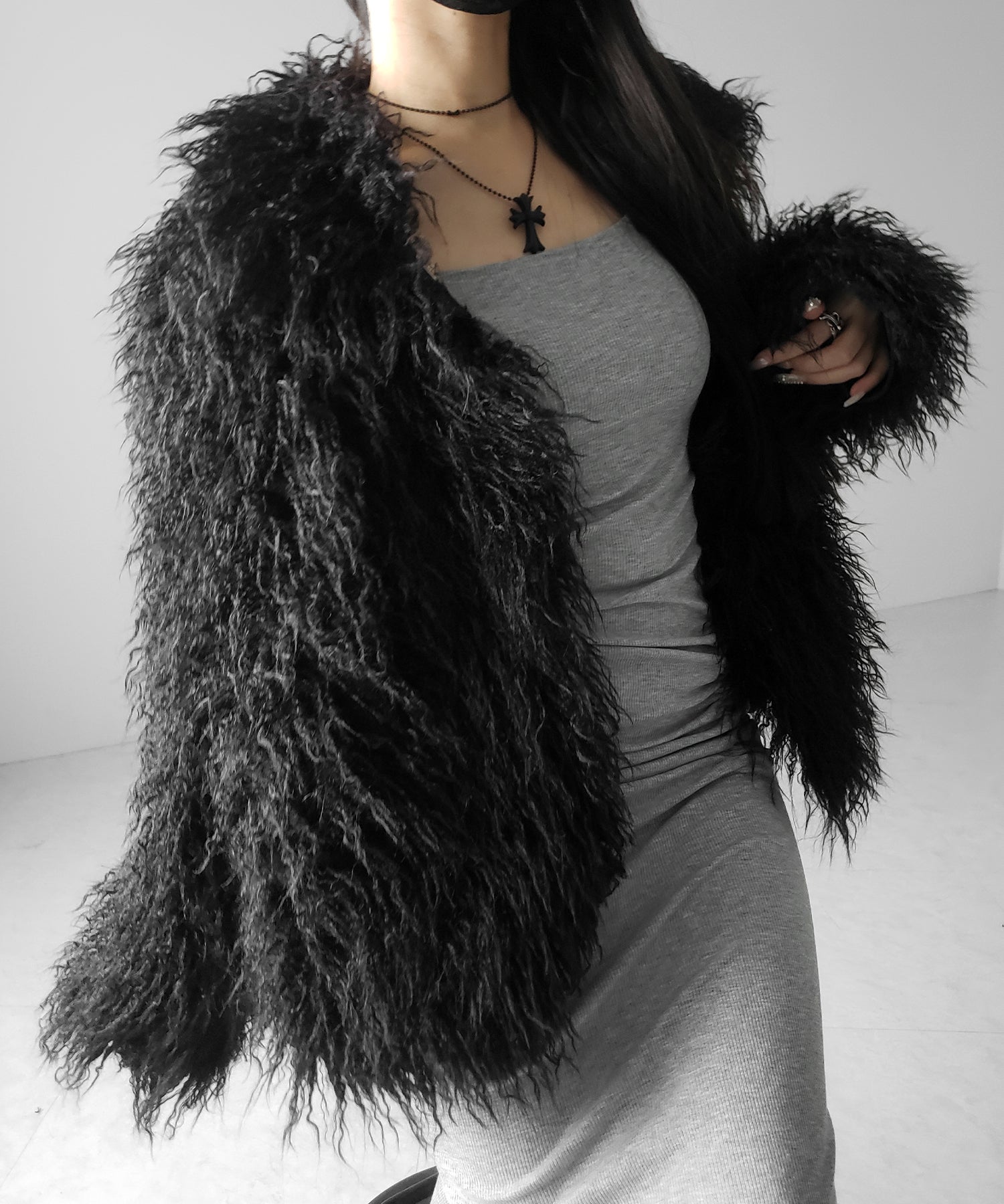 シャギーフェイクファーレディミドルコート / shaggy fake fur lady middle coat