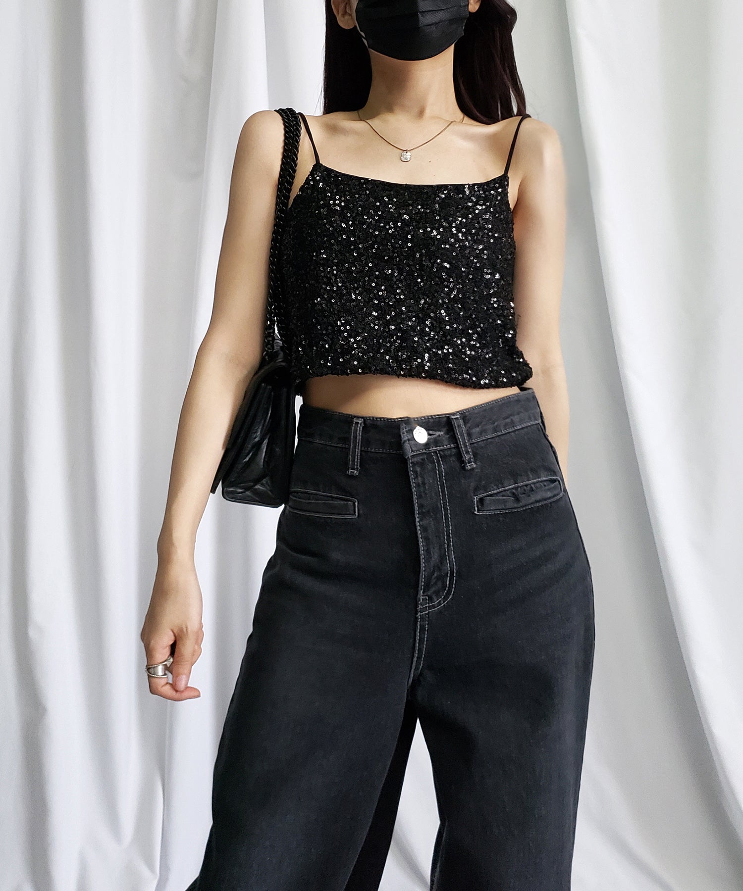 グリッタースパングルショートキャミソール / glitter spangle short camisole