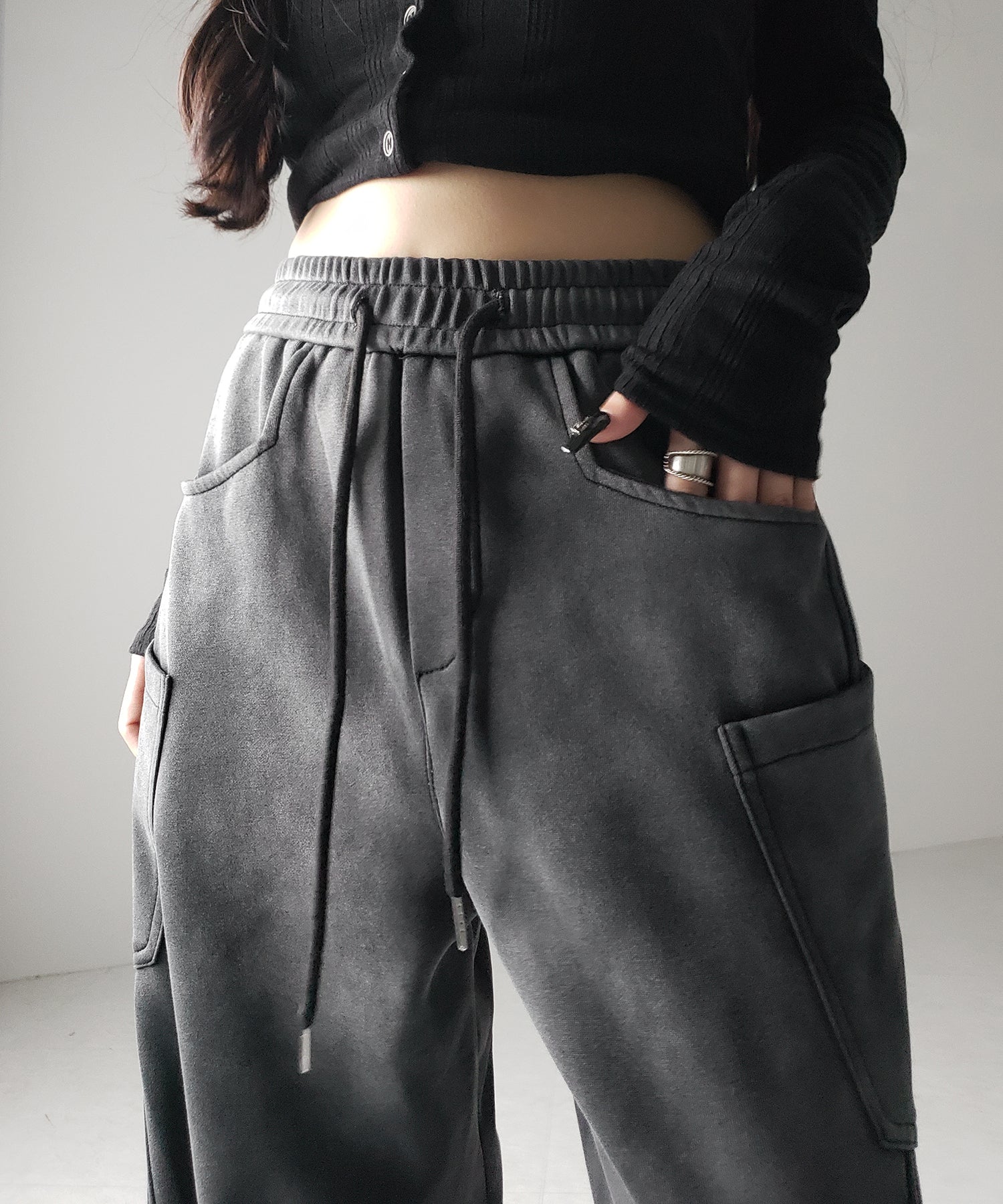 グラデーションブラックヴィンテージスウェットパンツ / gradation black vintage sweatpants