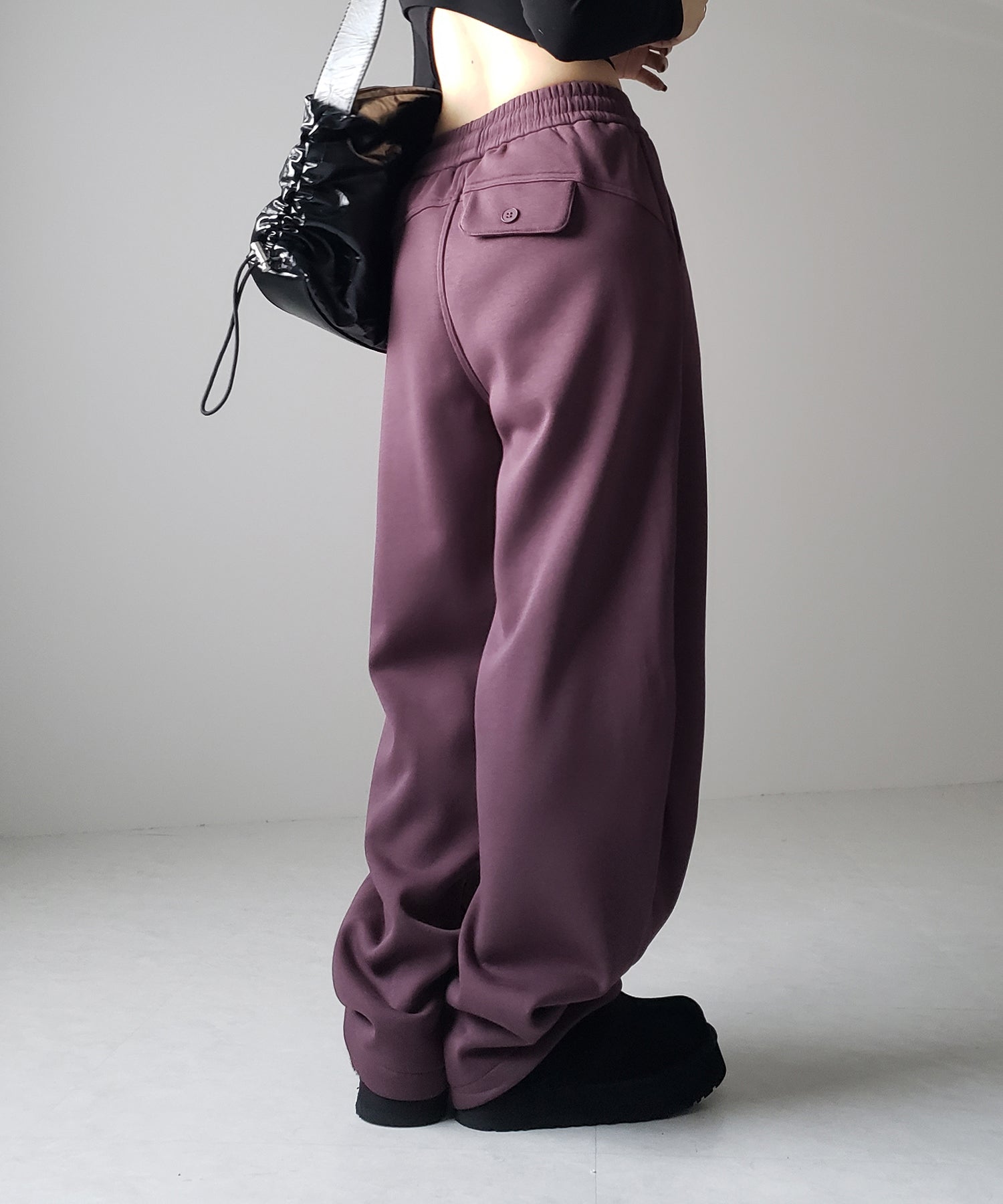 【 裏起毛 】カーブラインサイドタックワイドスウェットパンツ