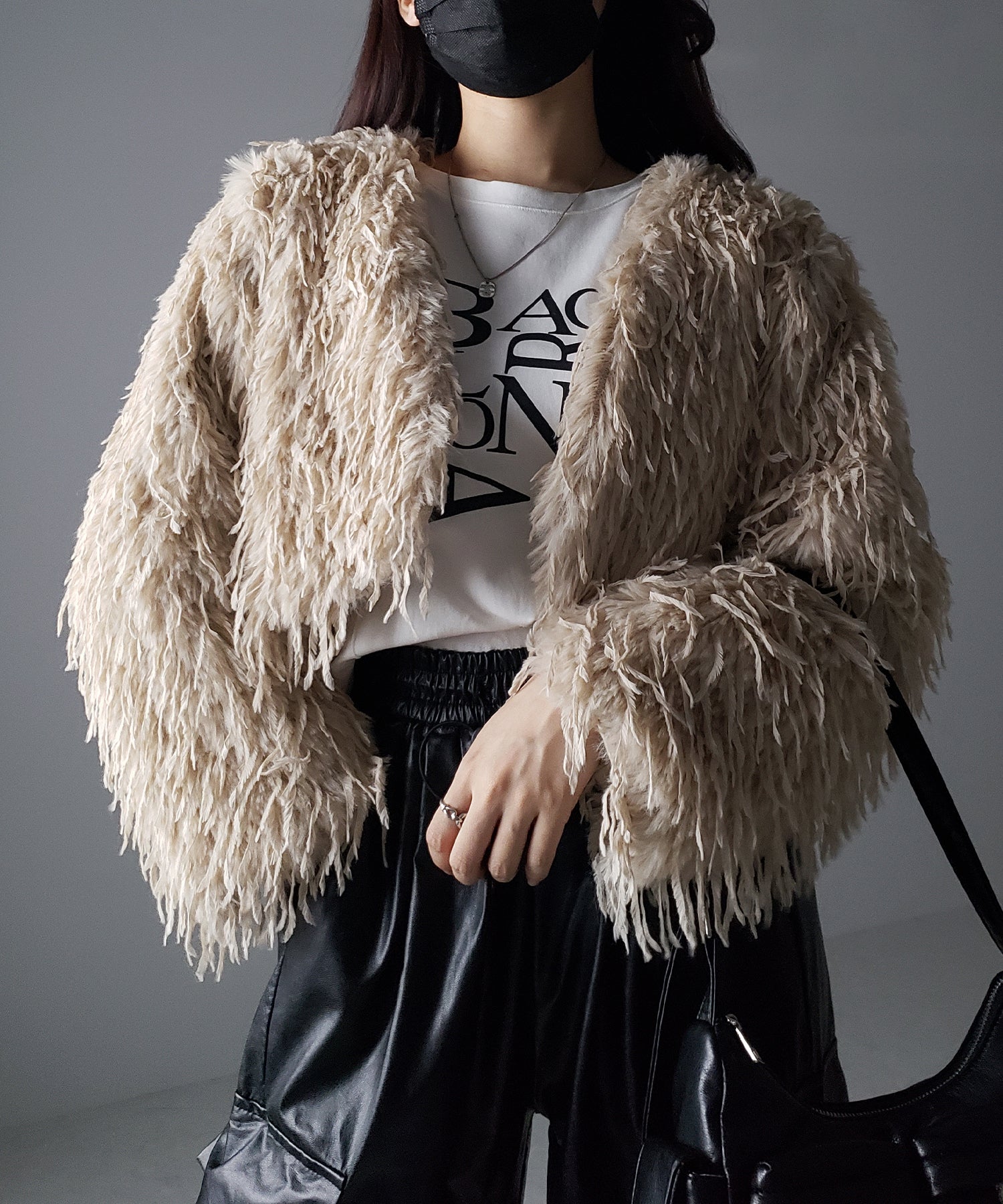 【 4color 】ムードフェザーワイドスリーブショートカーディガン/ mood feather wide sleeve short cardigan