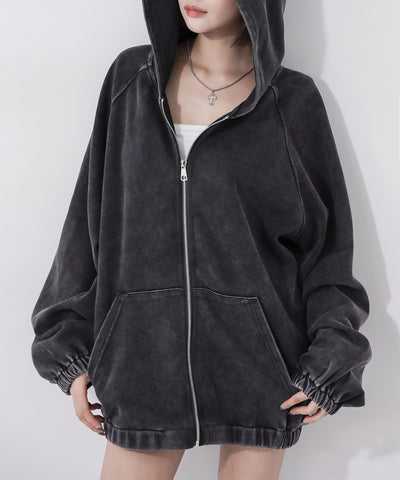 ピグメントヴィンテージ加工ジップアップパーカー / Pigment vintage zip-up hoodie