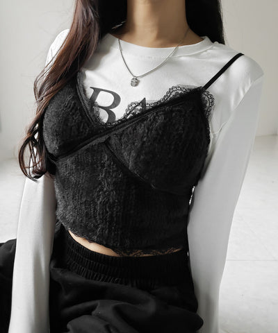 【 カップ付き 】シャギーファーショートビスチェキャミソール / shaggy fur short bustier camisole
