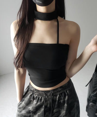 【 カップ付 】ダブルラインストラップチョーカーキャミソール / double line strap choker camisole