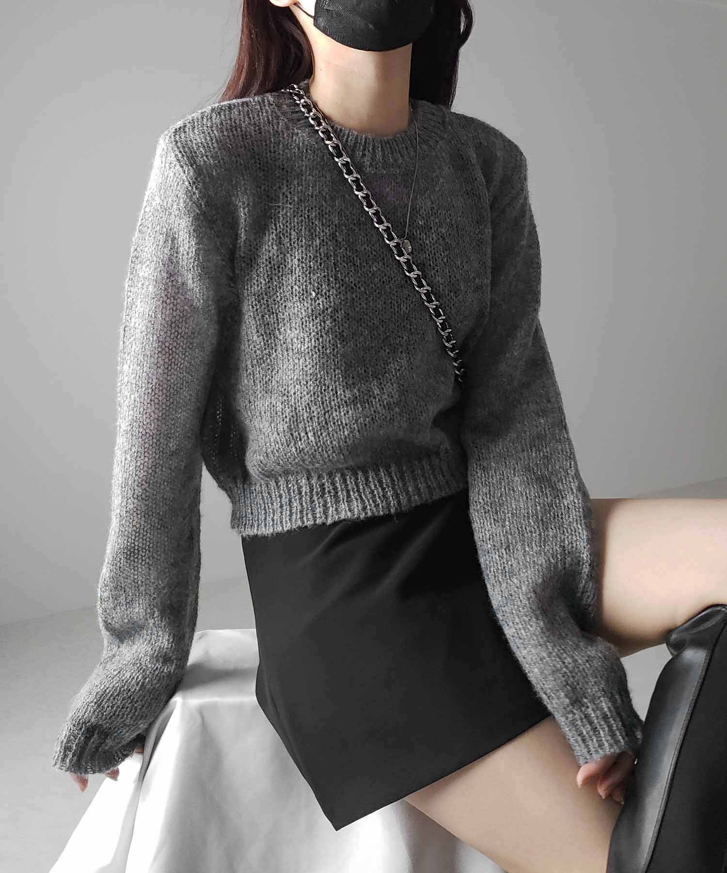 【 4color 】モヘアライクショートシアーニット
