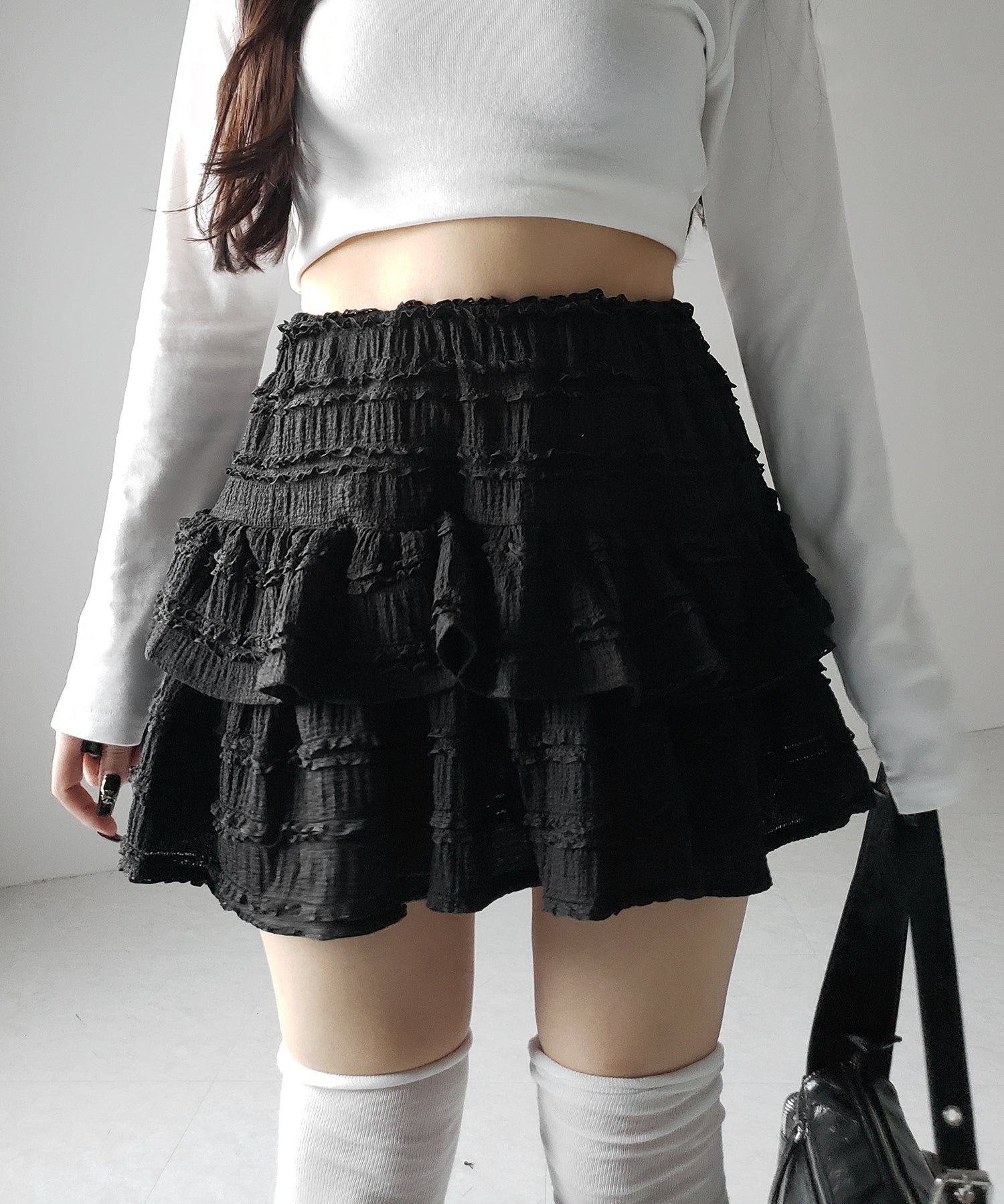 【 インパン裏地付 】ティアードフリルミニスカート / tiered frill mini skirt