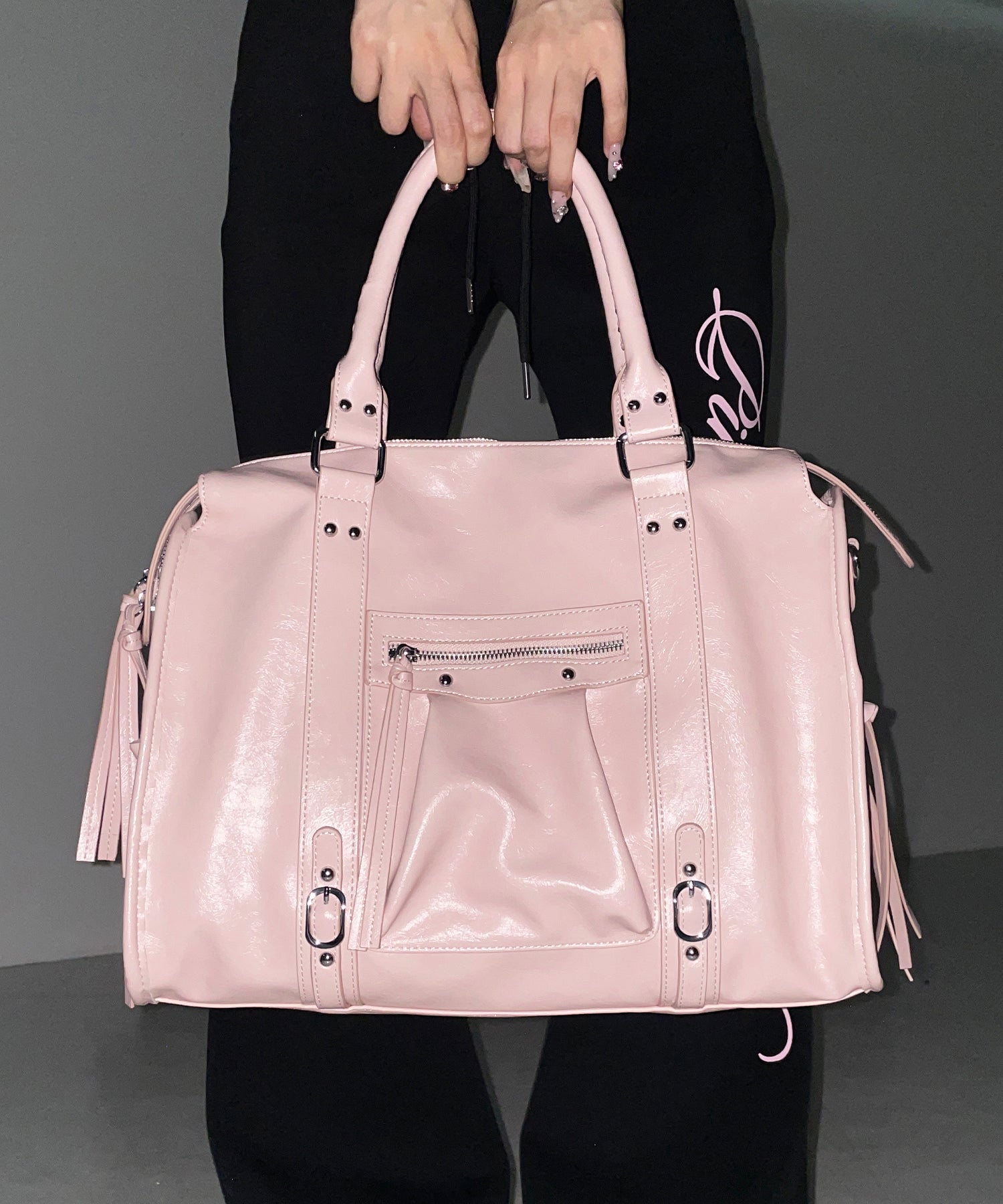 ヴィンテージフェイクレザーボストンエディターズバッグ / vintage fake leather boston editors bag