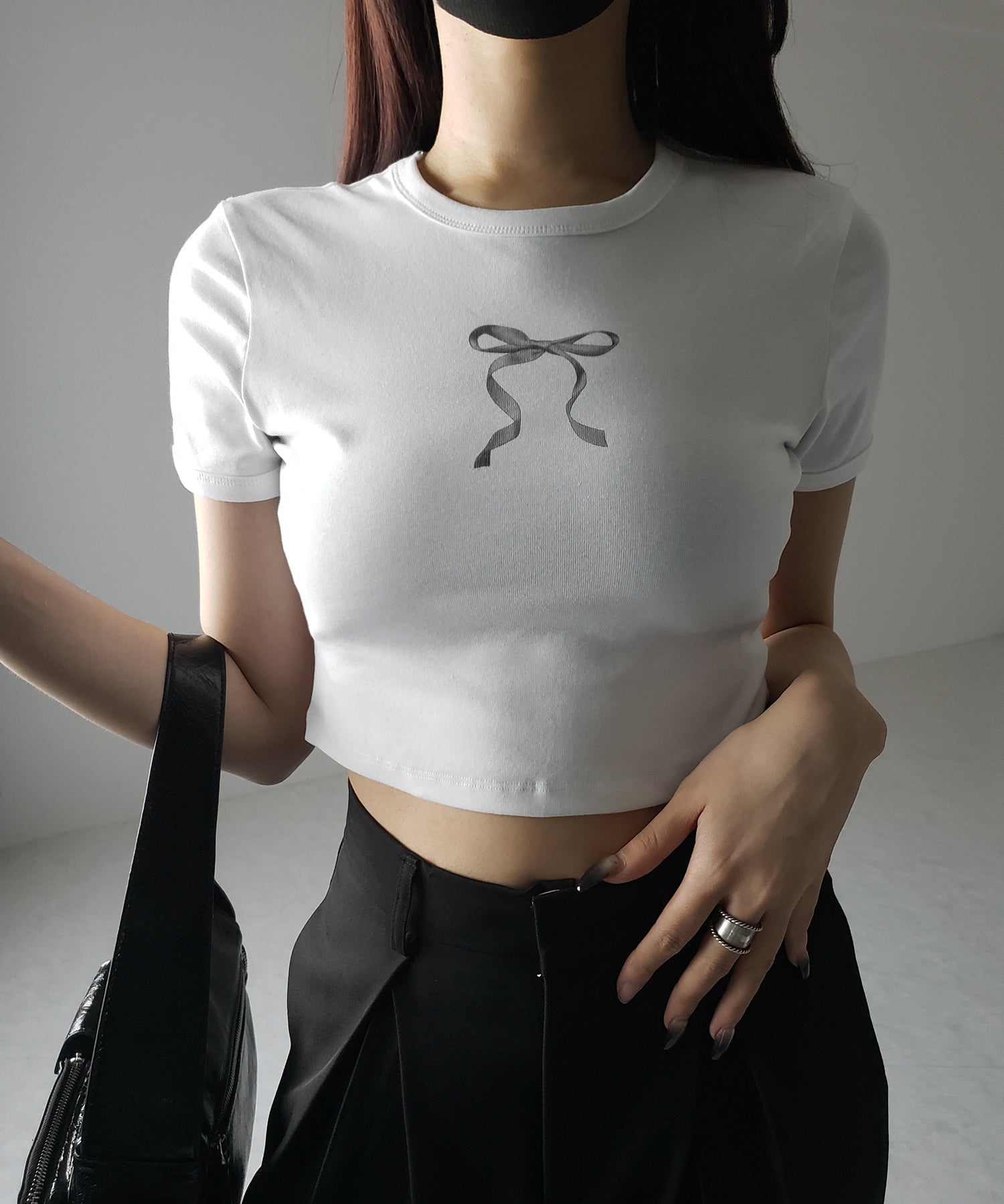 【 4color 】ミニリボンショートちびTシャツ /mini ribbon short chibi Tee