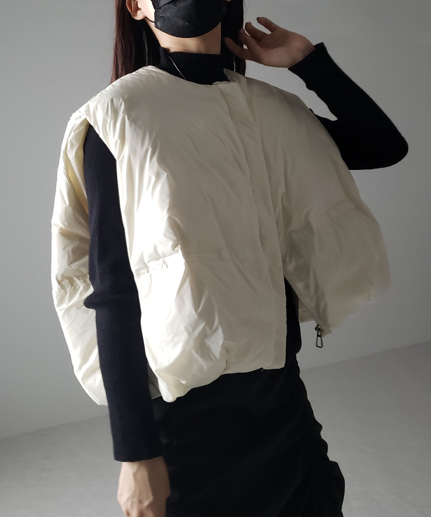 【 3color 】フラッフィーラウンドボリュームダウンベスト