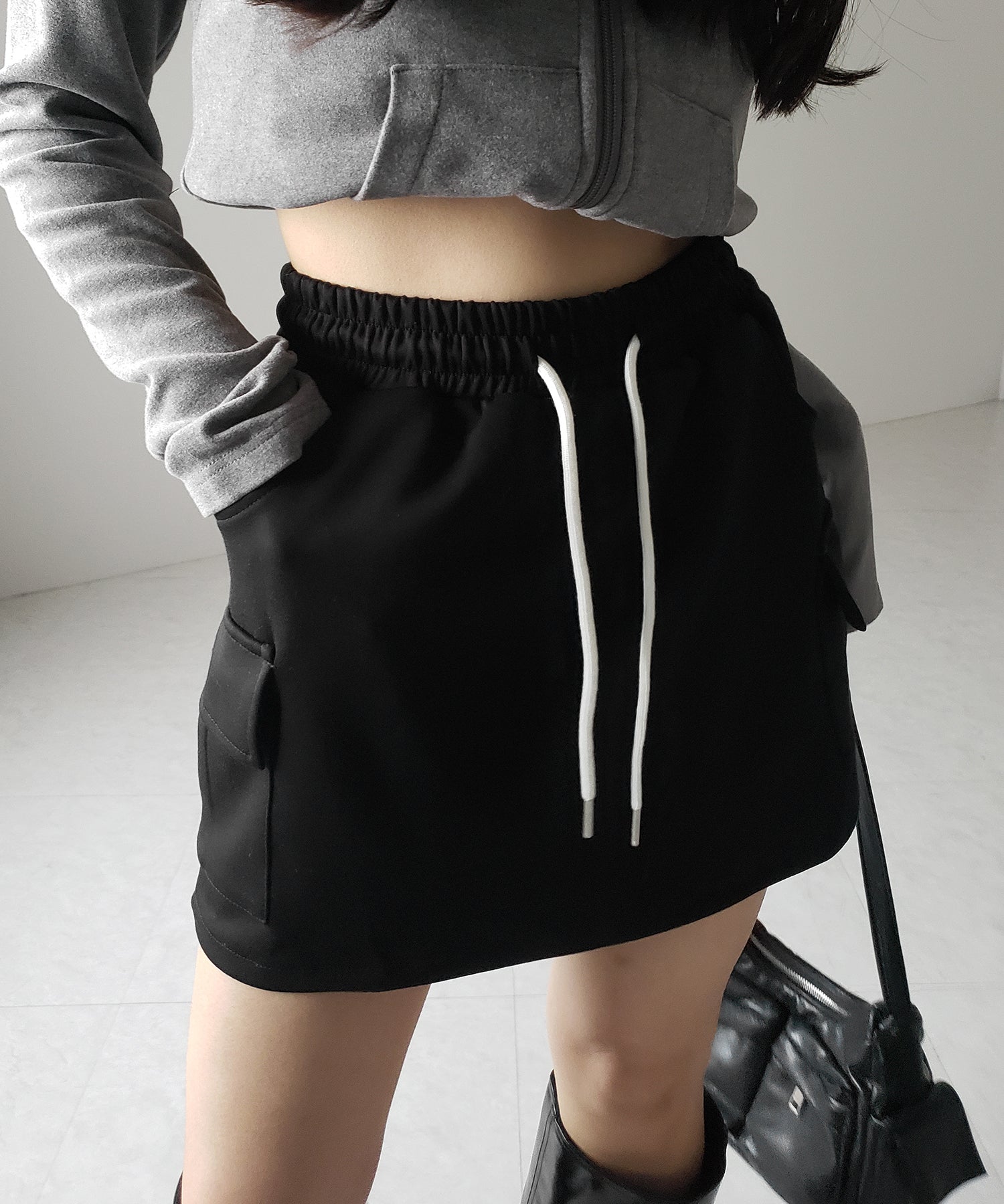 【 インナーパンツ裏地付 】ハイウエストスウェットミニスカート / high waist sweat mini skirt