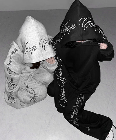 レタリングロゴ刺繍オーバースウェットパーカー /lettering logo embroidery over sweat hoodie