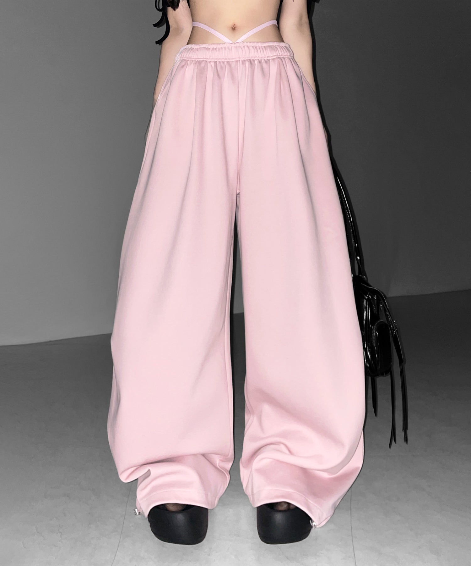 ウエストストリングタックワイドスウェットパンツ / waist string tack wide sweat pants