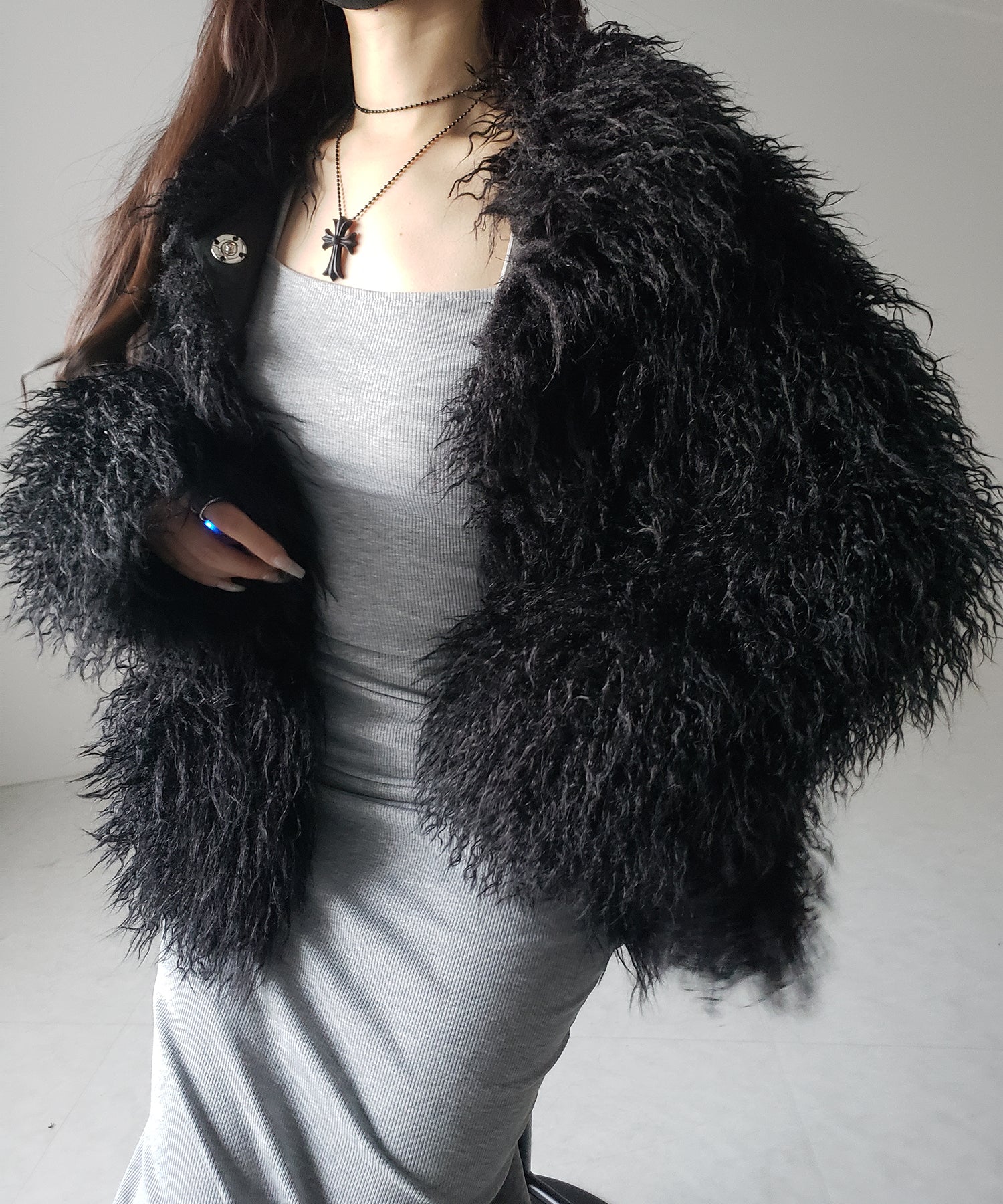 シャギーフェイクファーレディミドルコート / shaggy fake fur lady middle coat