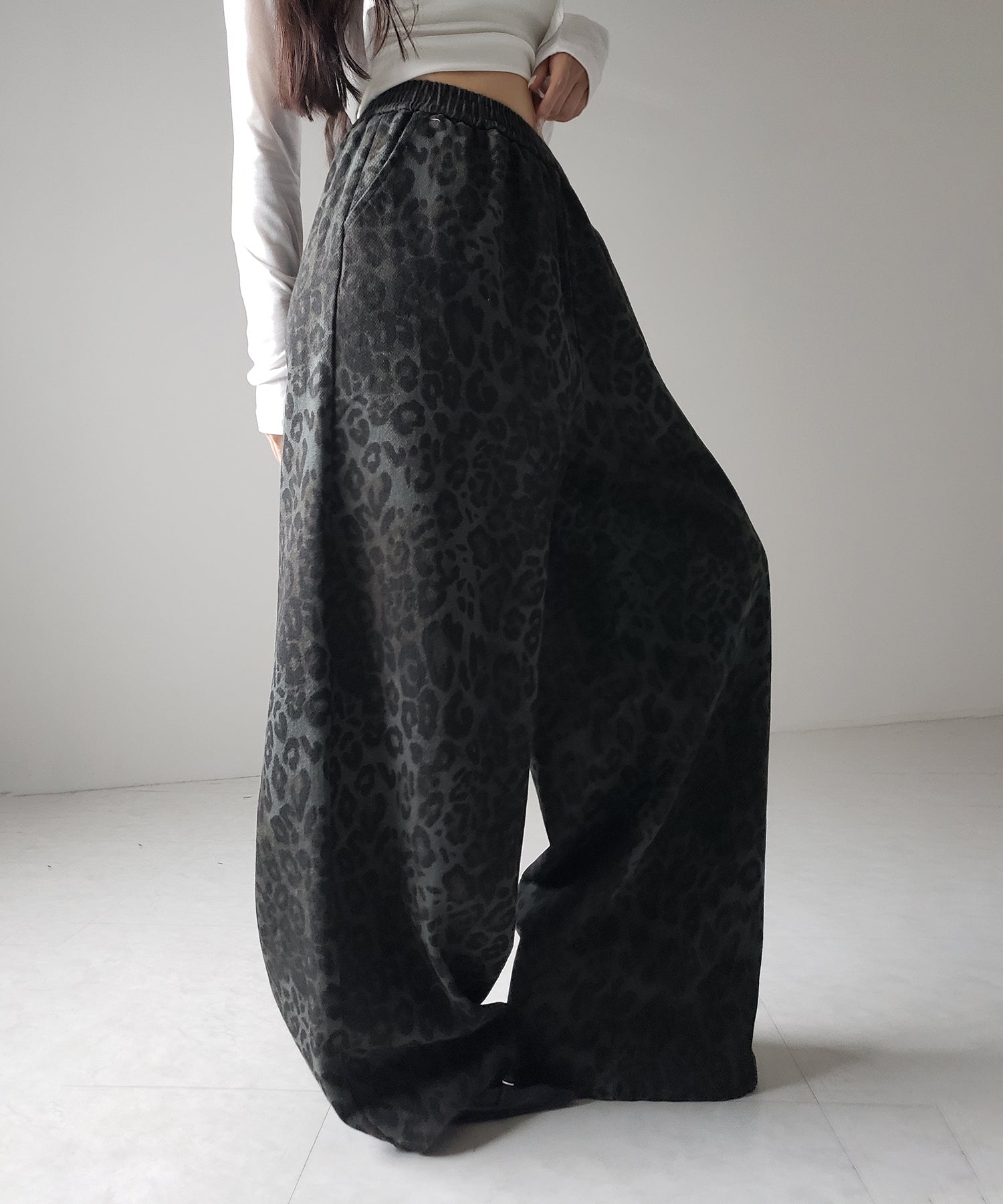 【 2color 】ヴィンテージライクレオパードツイルワイドパンツ / vintage like leopard twill wide pants