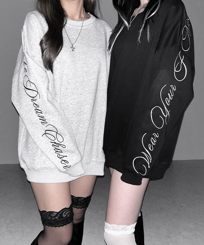 レタリングロゴ刺繍スウェットプルオーバー / lettering logo embroidery sweat pullover