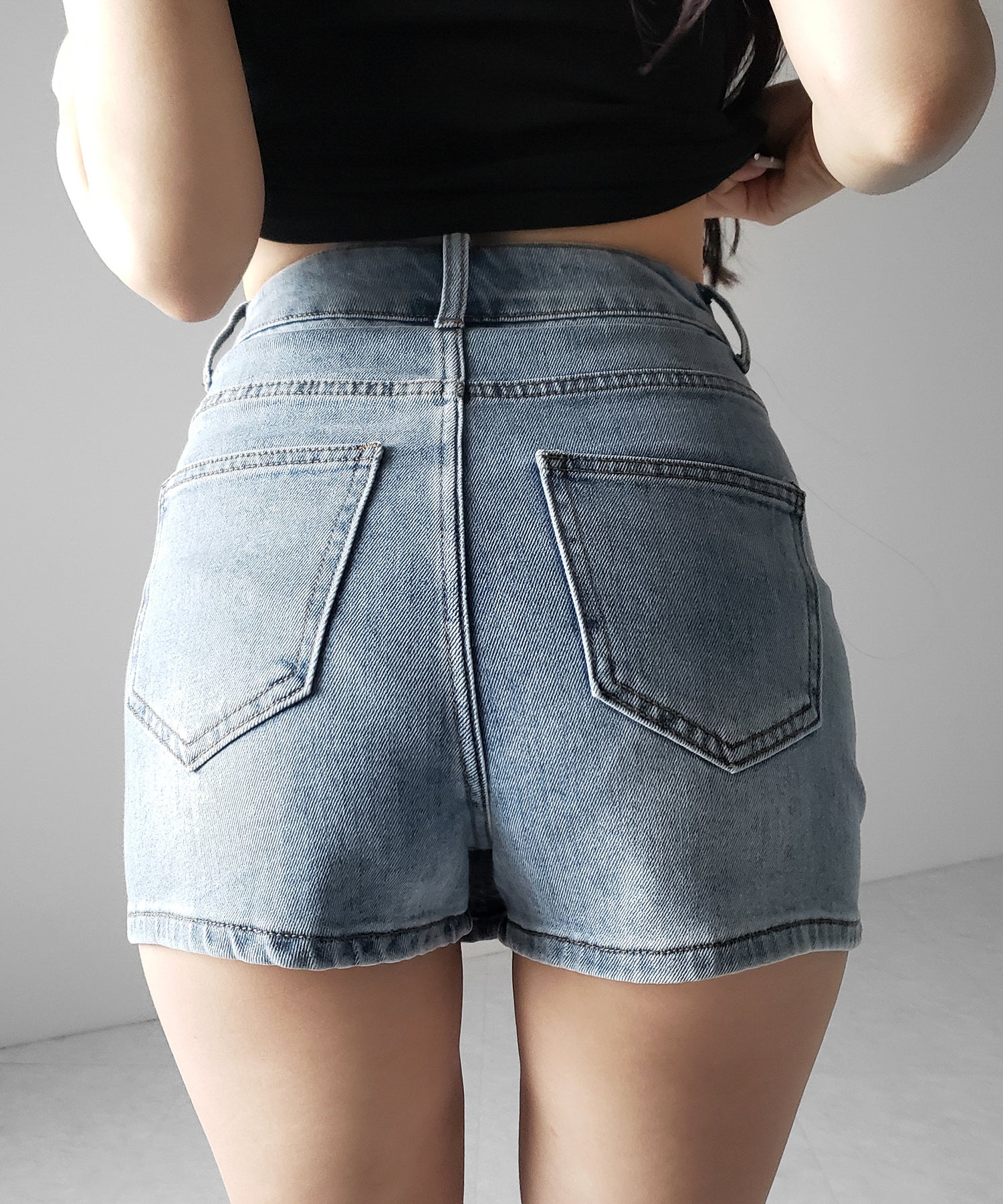 ミニスリットストレッチレイヤードデニムミニスカパン / mini slit stretch layered denim mini skirt pants