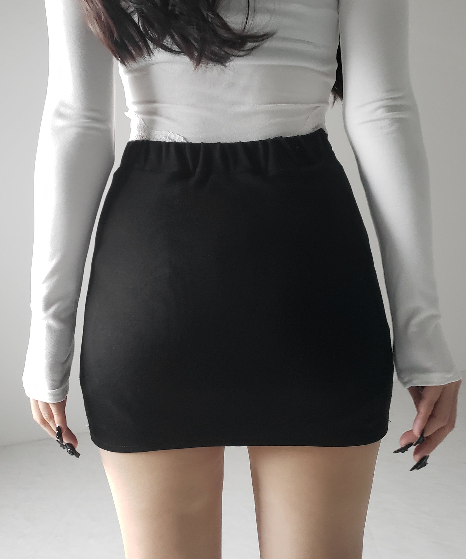 【 インパン裏地付 】サイドタックギャザータイトミニスカート /side tuck gather tight mini skirt