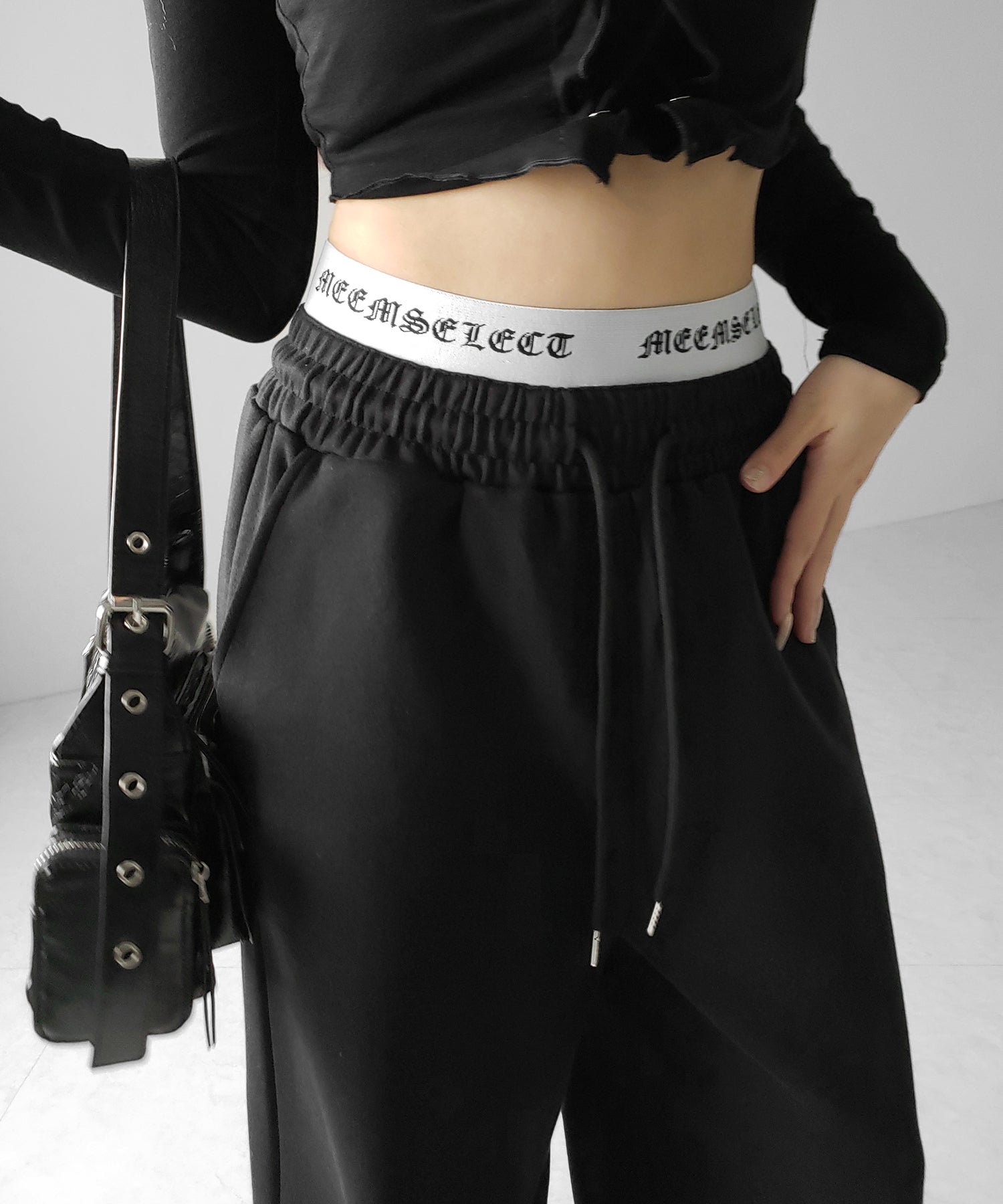 ウエストグランジロゴスウェットワイドパンツ / waist grunge logo sweat wide pants