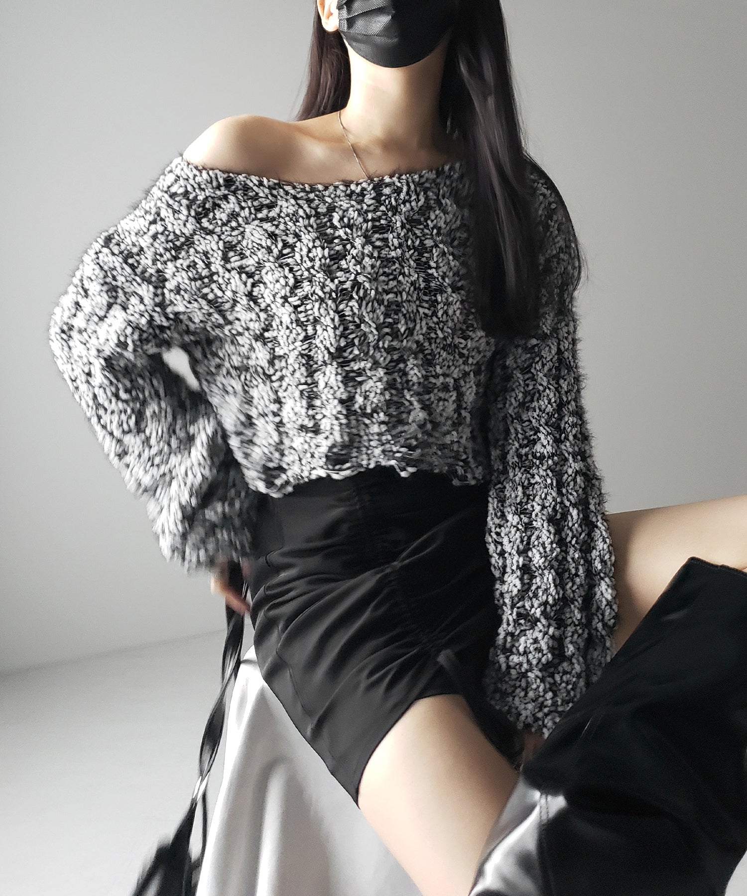 マシュマロダメージショートニット / marshmallow damage short knit