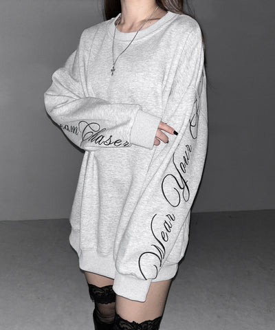 レタリングロゴ刺繍スウェットプルオーバー / lettering logo embroidery sweat pullover