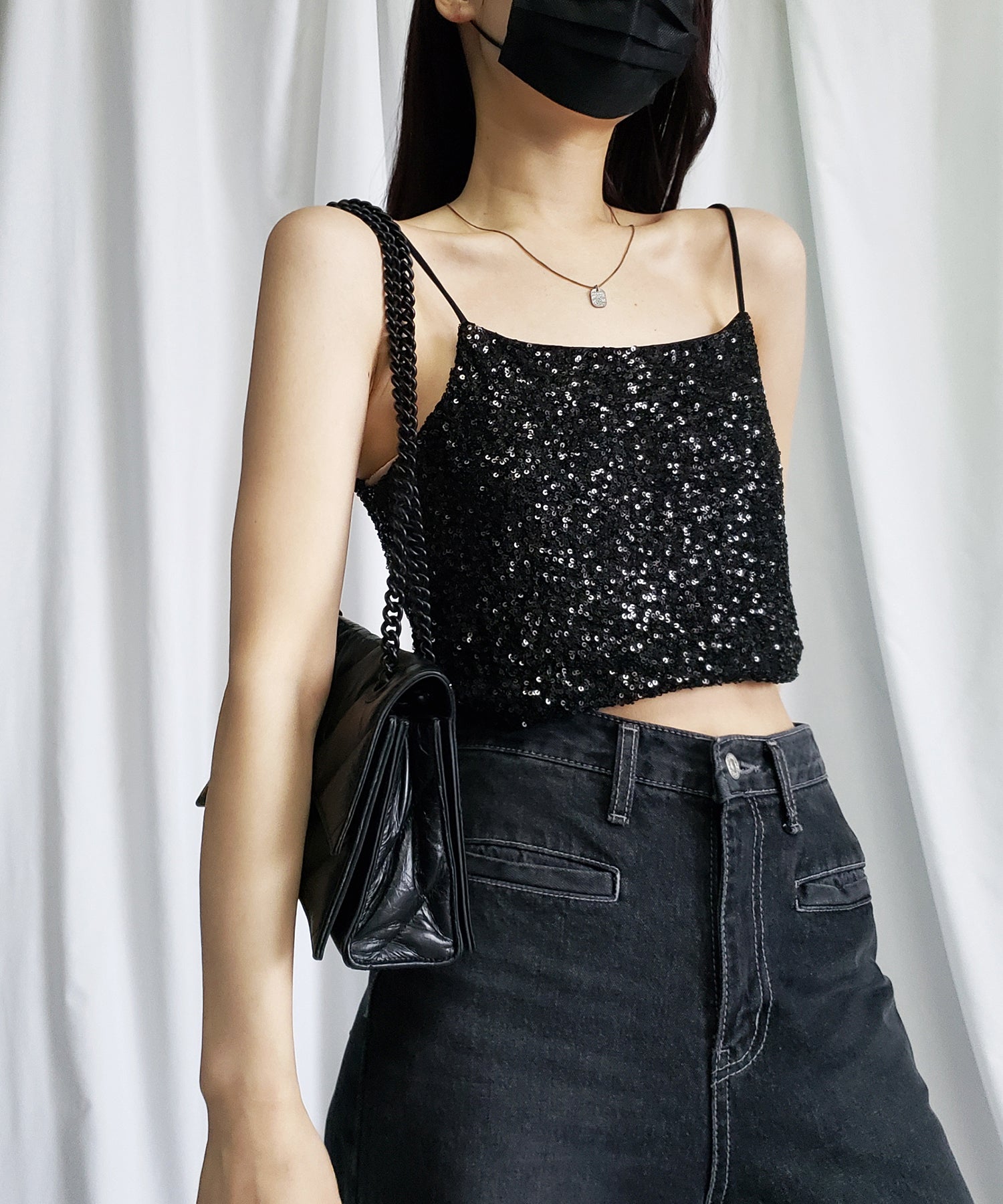 グリッタースパングルショートキャミソール / glitter spangle short camisole