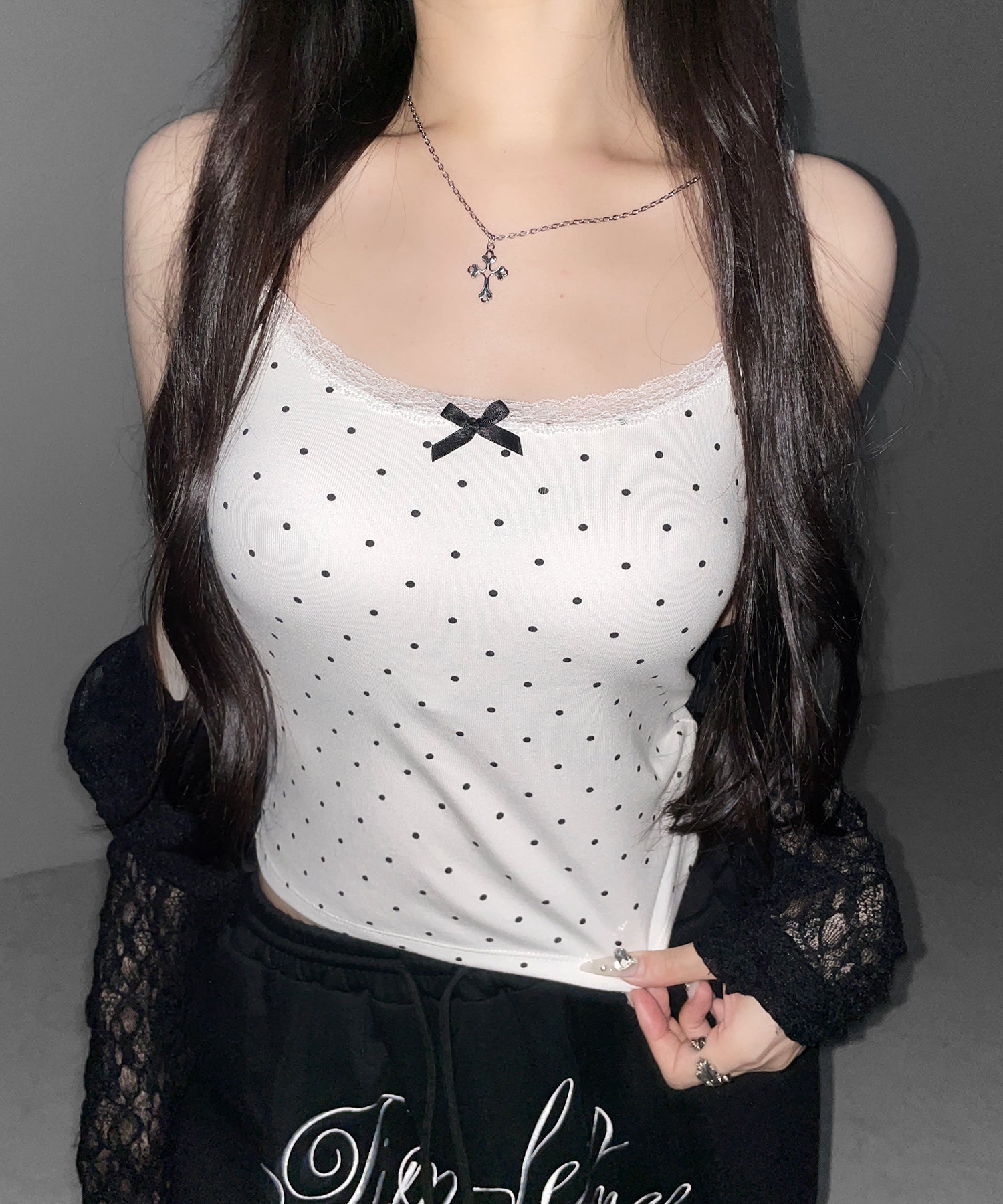 ミニリボンドットレースキャミソール / mini ribbon dot lace camisole