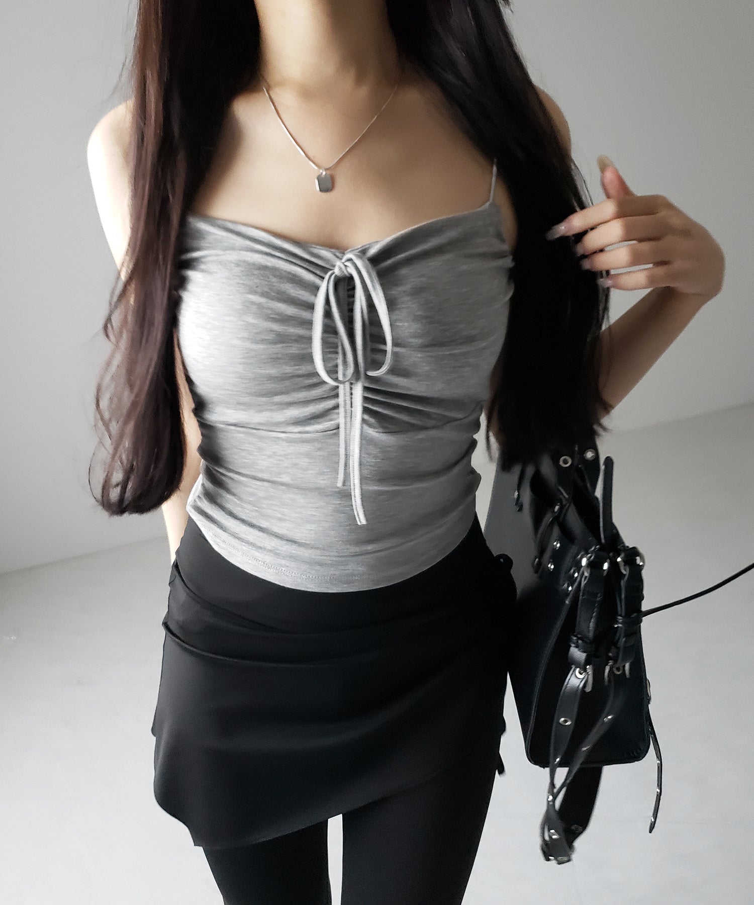 【 2WAY 】クロスストラップリボンギャザースリムキャミソール / cross strap ribbon gather slim camisole