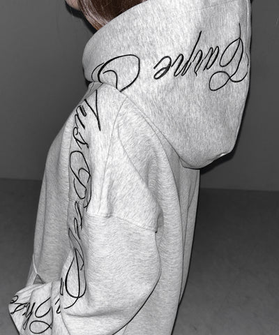 レタリングロゴ刺繍オーバースウェットパーカー /lettering logo embroidery over sweat hoodie