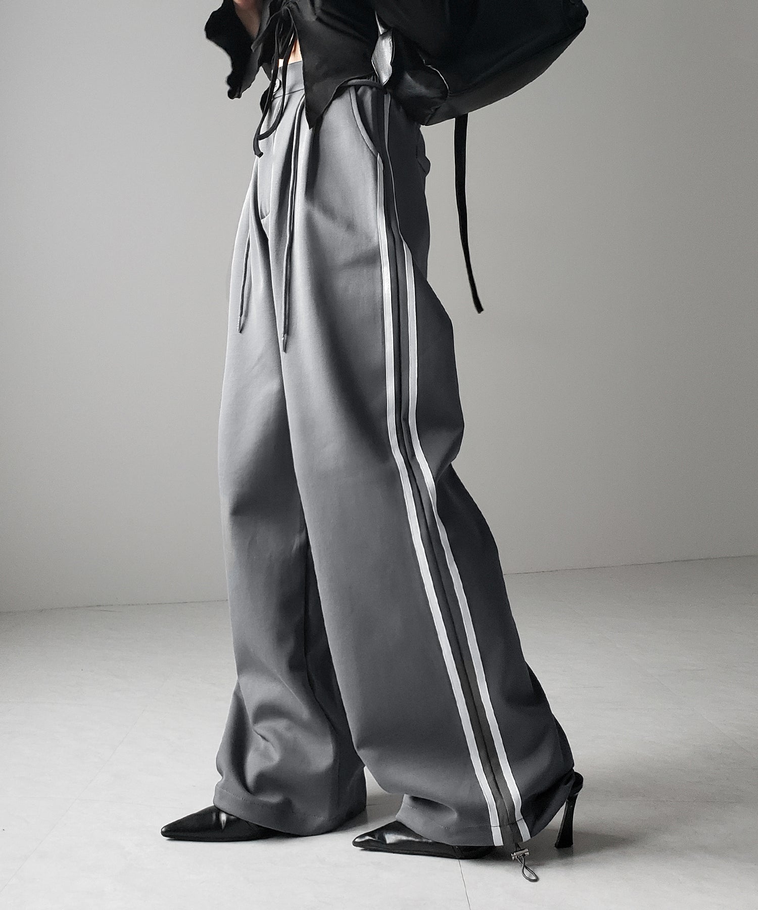 2WAYウエストコードサイドライントラックワイドパンツ