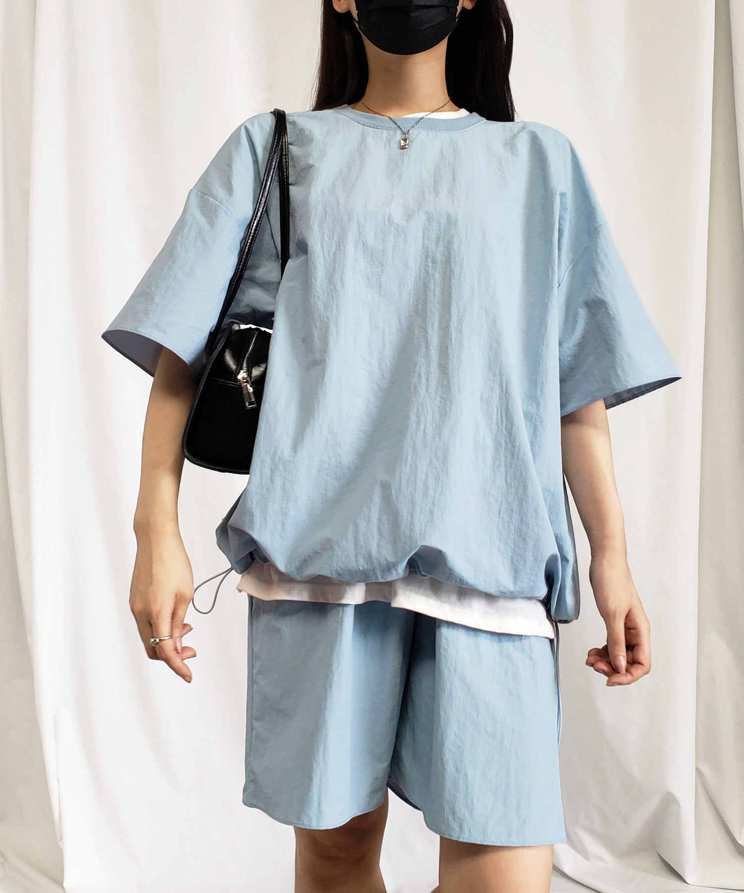 【 上下セットアップ/5色展開 】ワッシャーナイロンプルオーバー&ショートパンツ SET