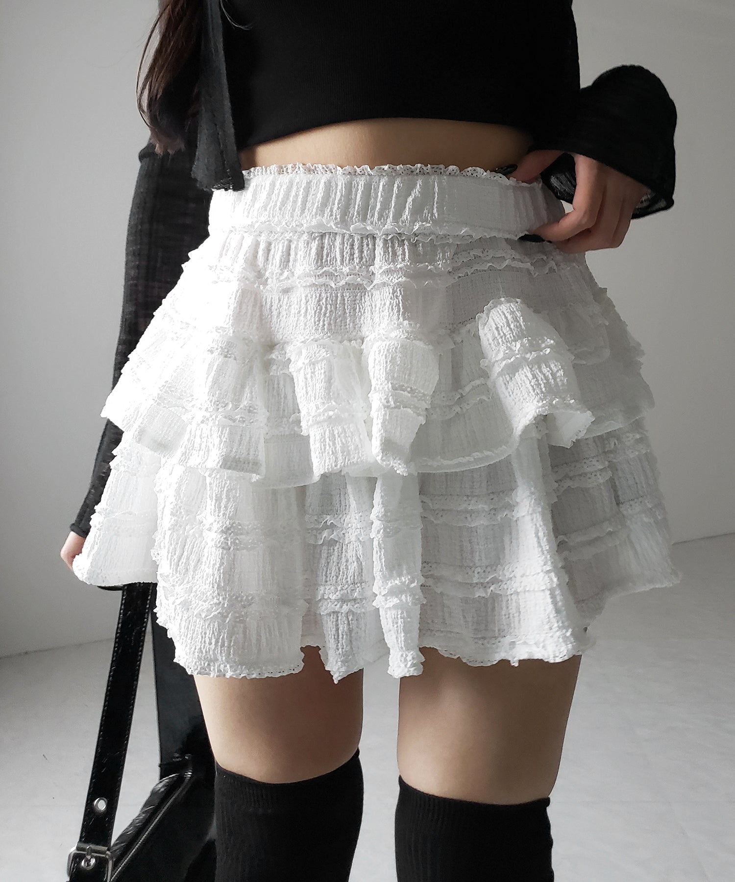【 インパン裏地付 】ティアードフリルミニスカート / tiered frill mini skirt