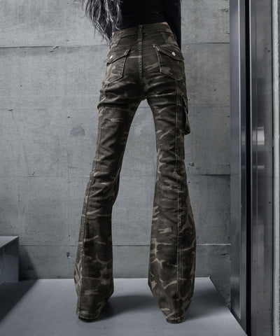 ヴィンテージカモフラストレッチカーゴフレアデニム / vintage camouflage stretch cargo flare denim