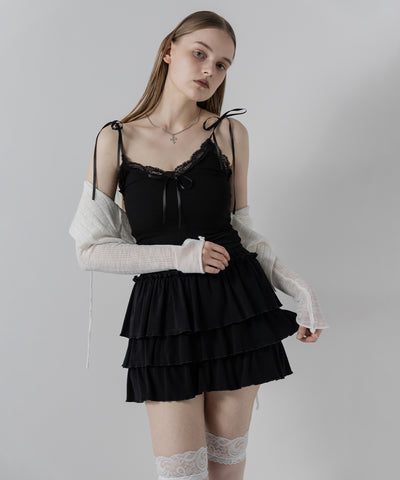 3サテンリボンレースリブキャミソール / three satin ribbon lace lib camisole