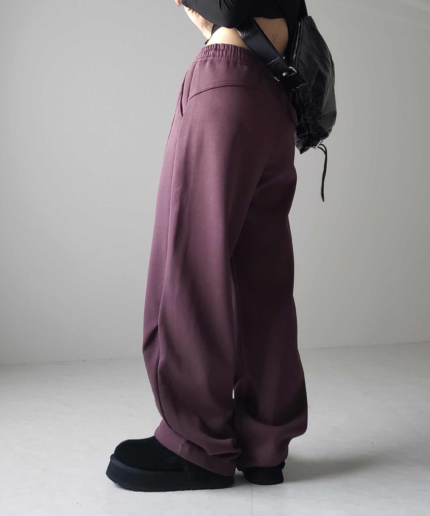 【 裏起毛 】カーブラインサイドタックワイドスウェットパンツ