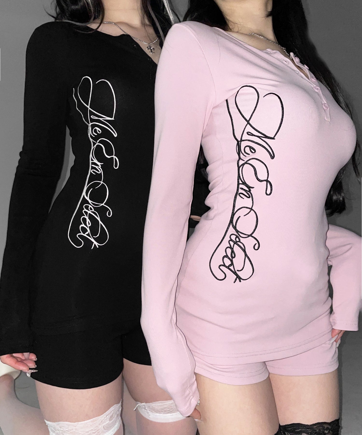 【 セットアップ 】レタリングロゴヘンリーネックトップス&ショートパンツ SETUP / lettering logo henlyneck tops & short pants