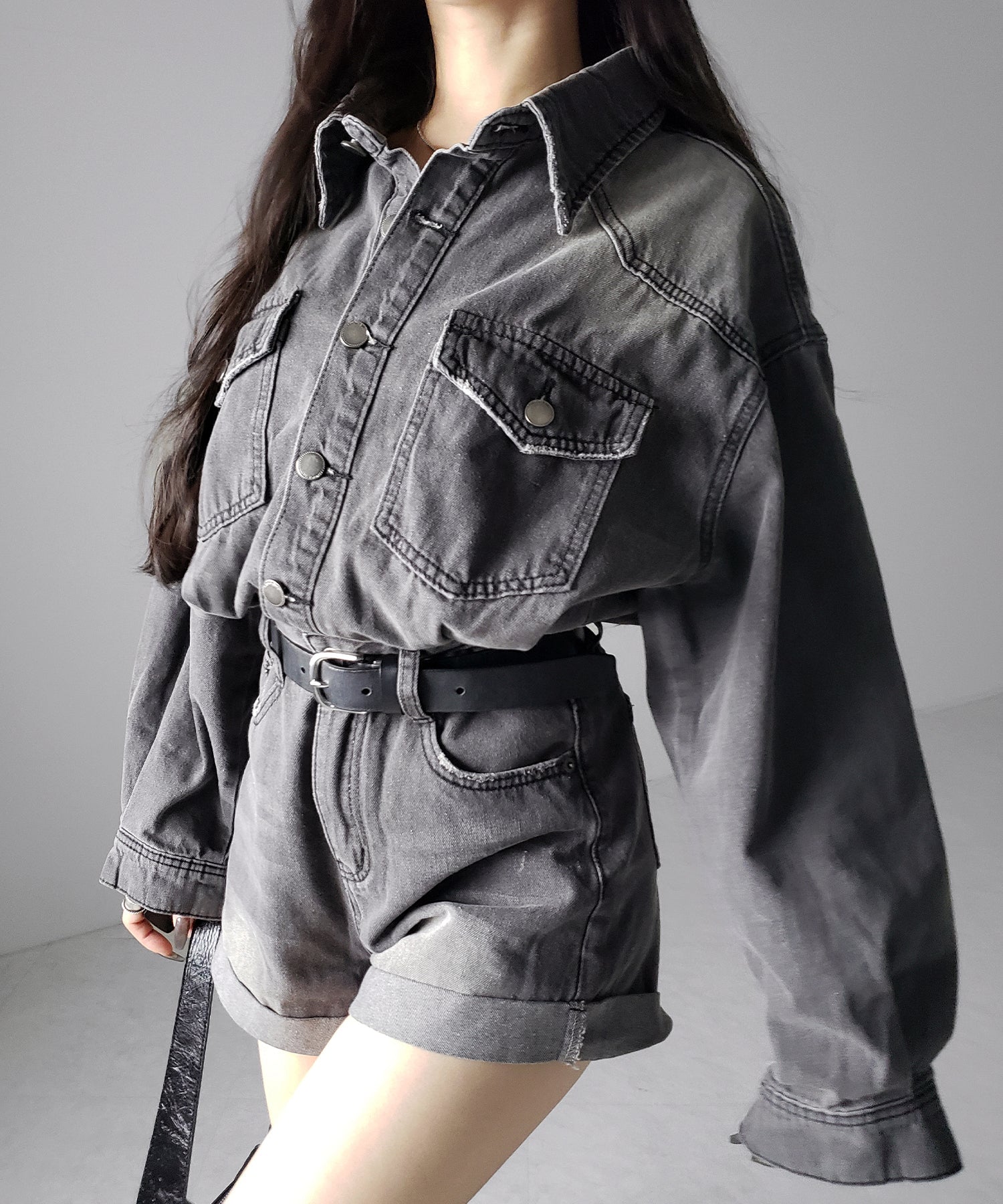 ヴィンテージデニムハイウエストミニオールインワン / vintage denim high waist mini allinone