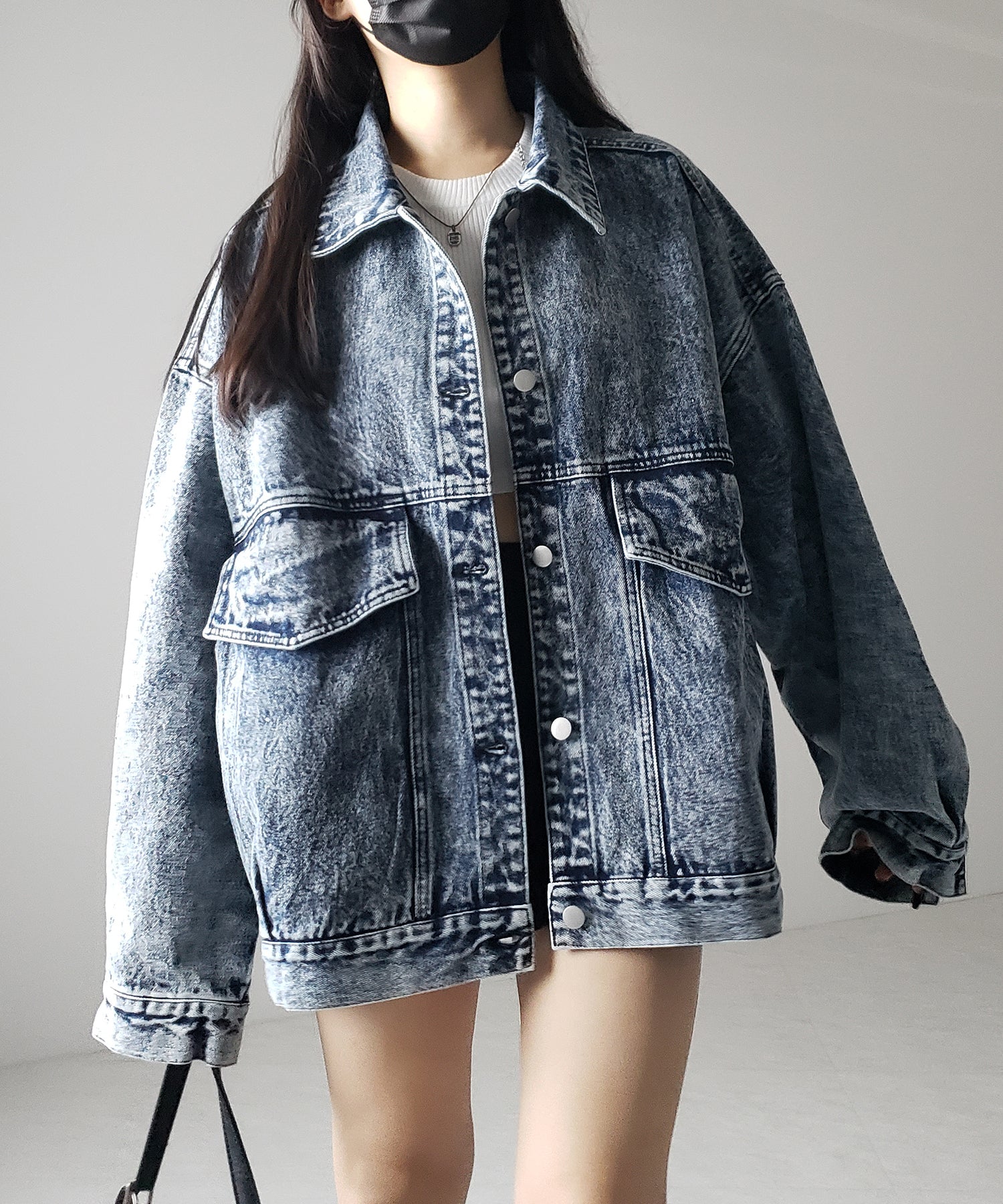 【 デニムセットアップ着用可能 】ヴィンテージケミカルブリーチボーイフレンドデニムジャケット / vintage chemical bleach boyfriend denim jacket