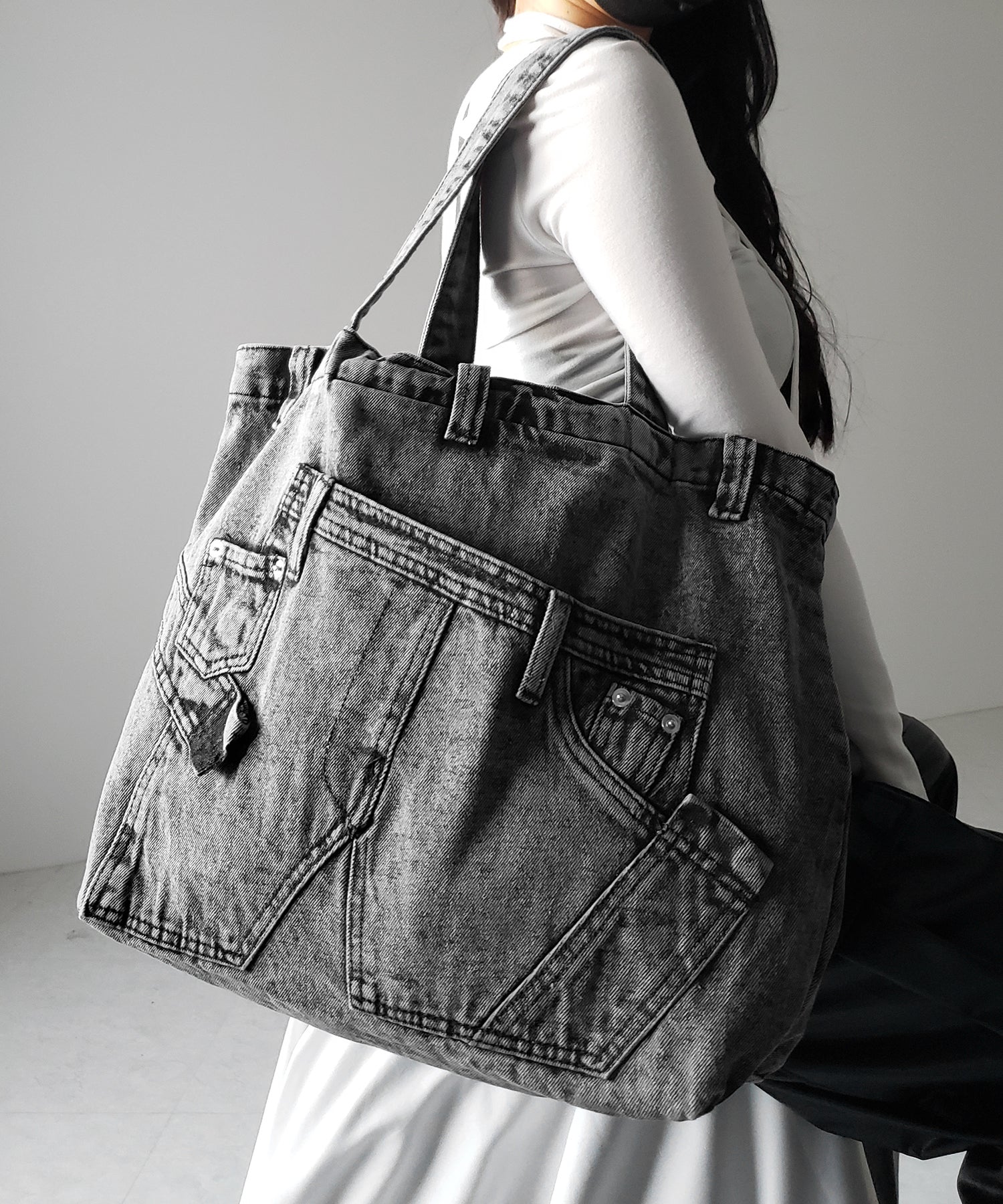 ヴィンテージドッキングウォッシュデニムバッグ / vintage docking washed denim bag