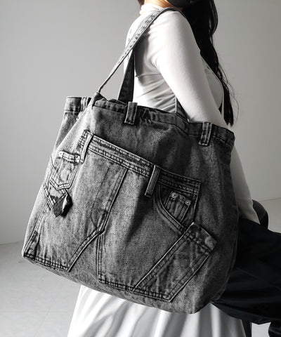 ヴィンテージドッキングウォッシュデニムバッグ / vintage docking washed denim bag