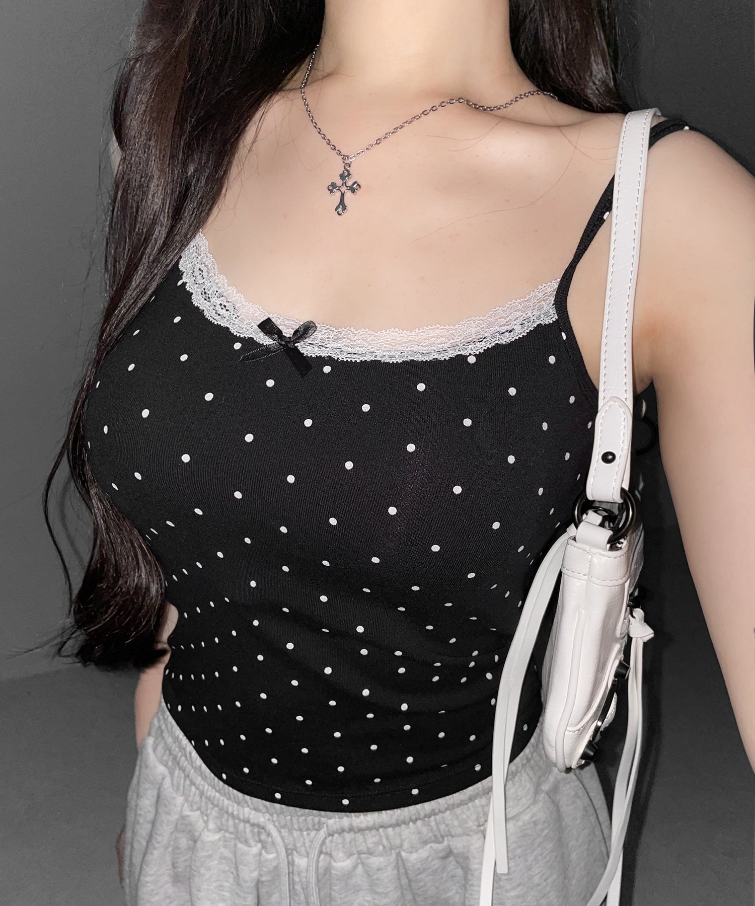 ミニリボンドットレースキャミソール / mini ribbon dot lace camisole
