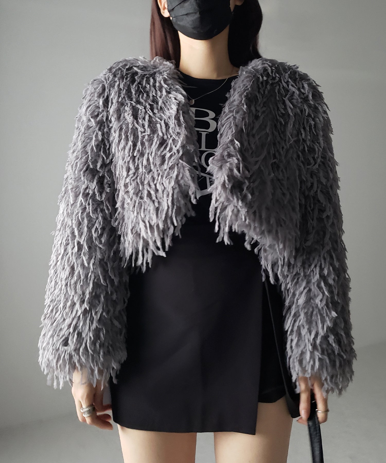 【 4color 】ムードフェザーワイドスリーブショートカーディガン/ mood feather wide sleeve short cardigan