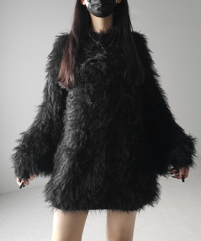 【 3color 】フラッフィーシャギーボリュームニットミニワンピース / fluffy shaggy volume knit mini onepiece