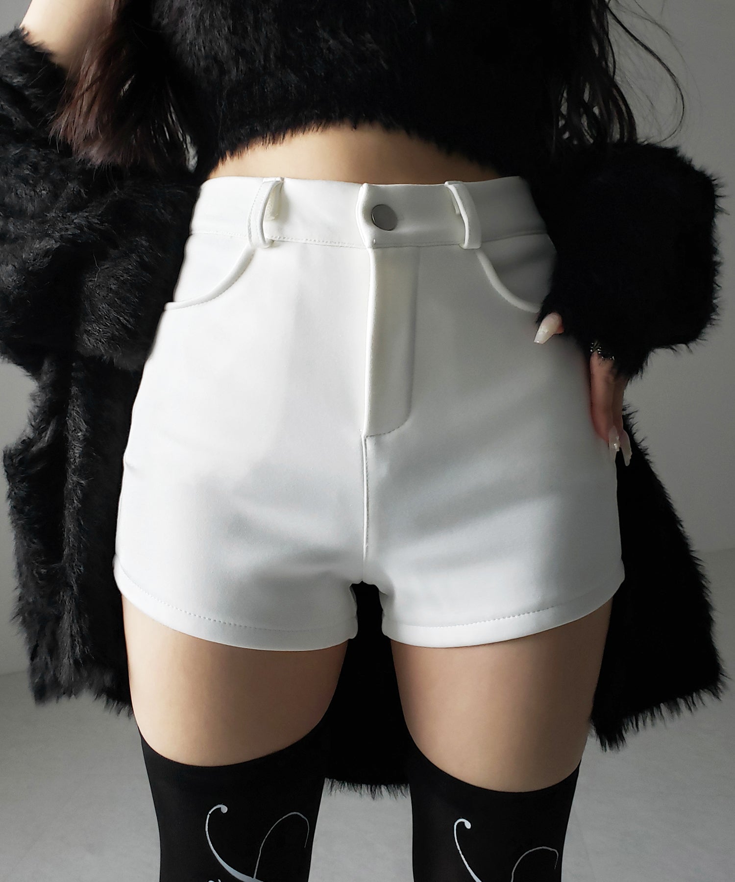 裏起毛ハイウエストタイトスパンショートパンツ ／ urakimo high waist